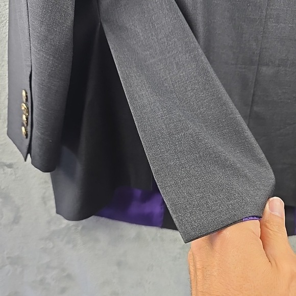 Loro Piana Sport Coat Jacket Men 48 R Gray Super 160's Wool Black Gold‎ Buttons - Picture 7 of 12